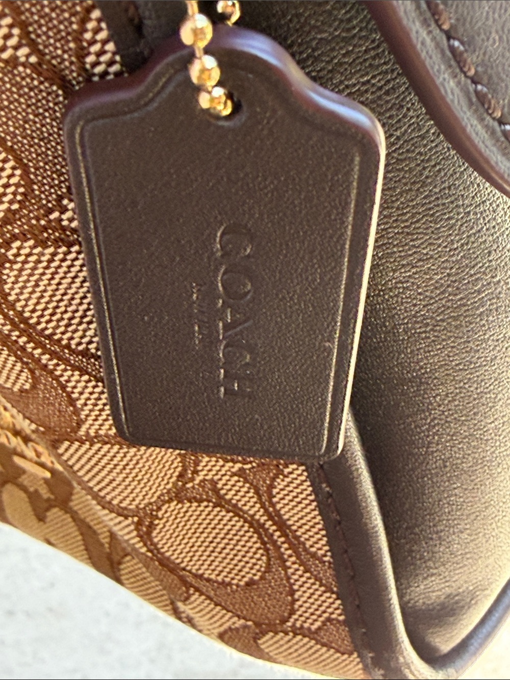 Coach Brown Signature Canvas Crossbody with Gold Dufflette - Picture 6 of 16